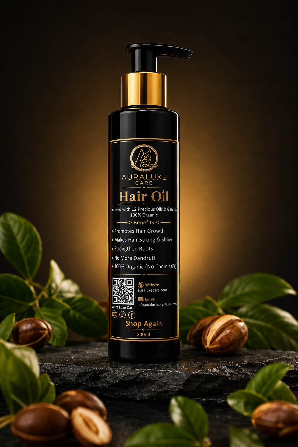 Aura Luxe Hair Oil, Infused with 12 Precious Oils & 6 Herbs
