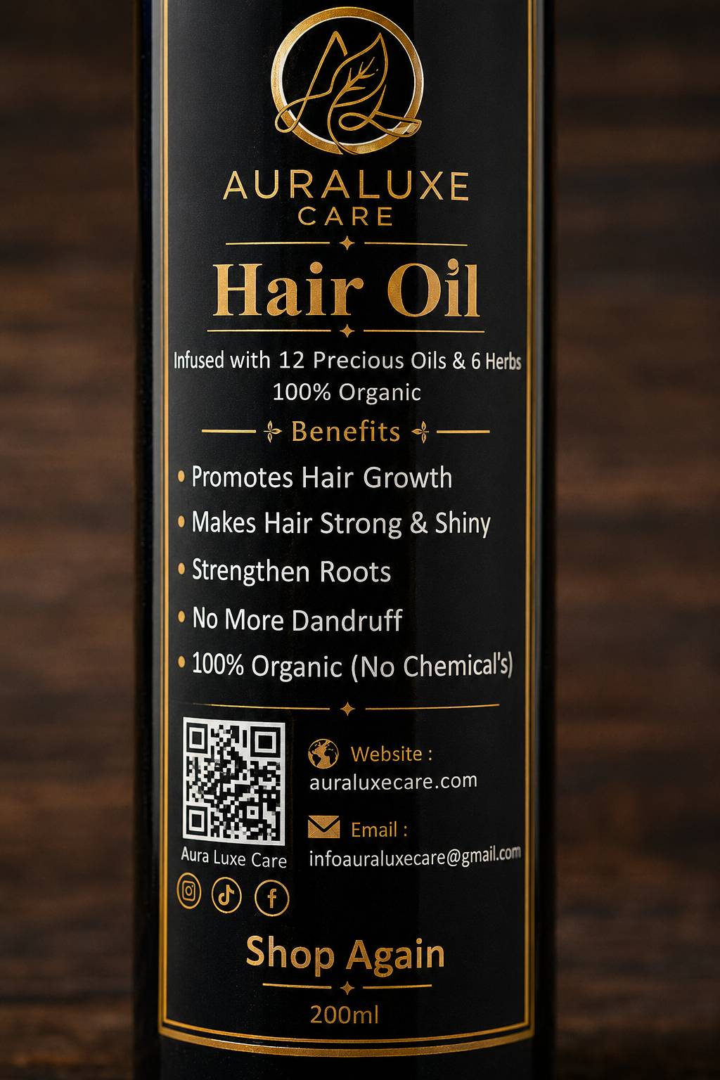 Aura Luxe Hair Oil, Infused with 12 Precious Oils & 6 Herbs