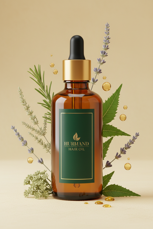 Aura Luxe 12 Precious Oils Hair Oil – amber glass dropper bottle with botanical herbs